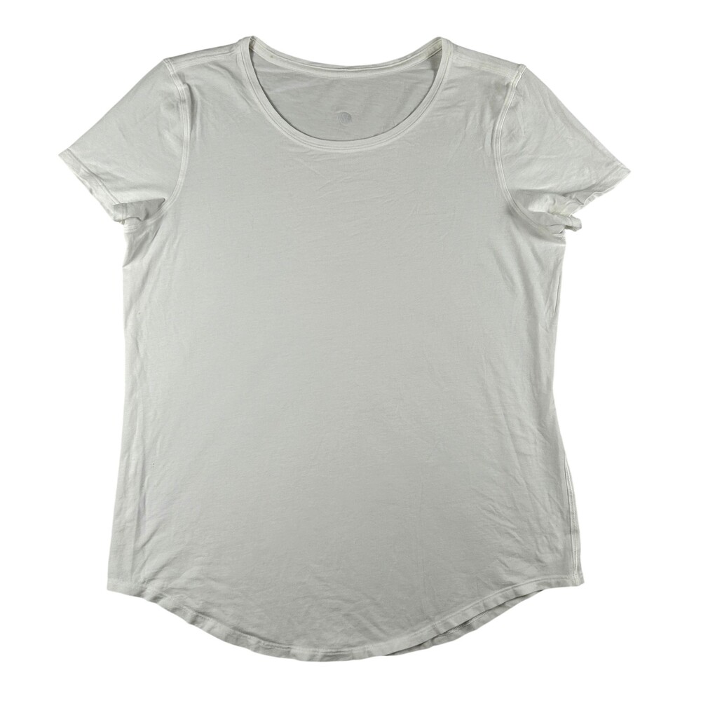 Lululemon Shirt Womens 6 White Short Sleeve Crew Neck Basic Tee Athletic FLAWS